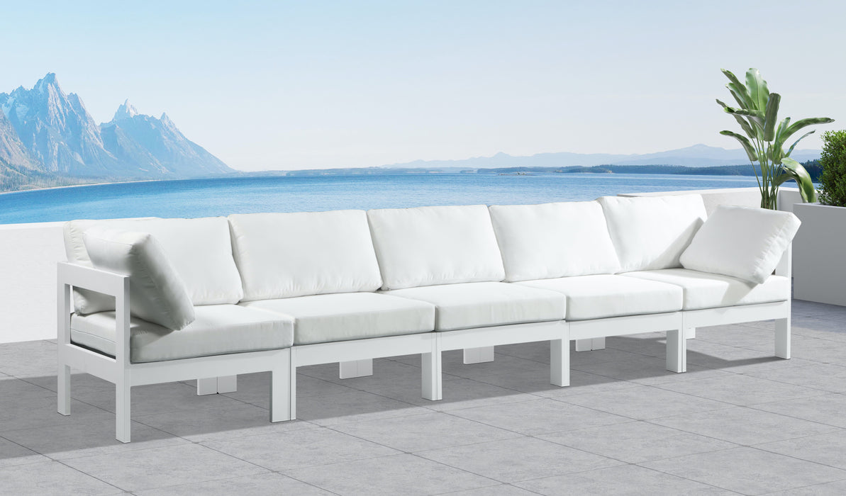 Nizuc - Outdoor Patio 5 Seat Modular Sofa With White Frame