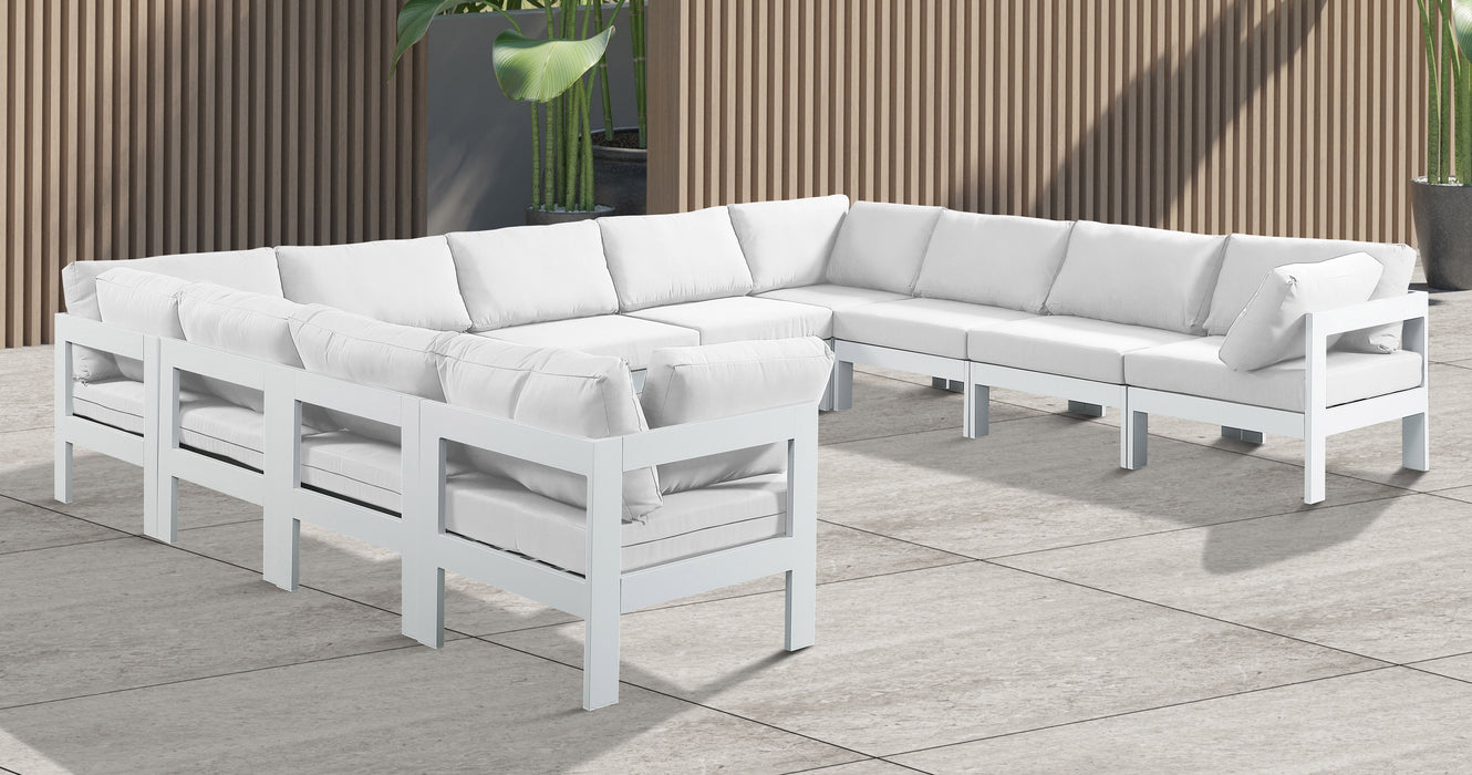 Nizuc - Outdoor Patio 11 Piece Modular Sectional With White Frame