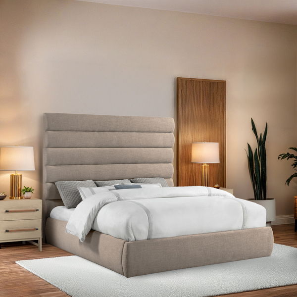 Adam - Linen Fabric Bed With 70.5" Headboard