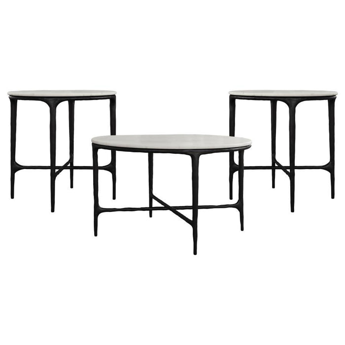 Hermas - Round Marble Coffee And End Table Set