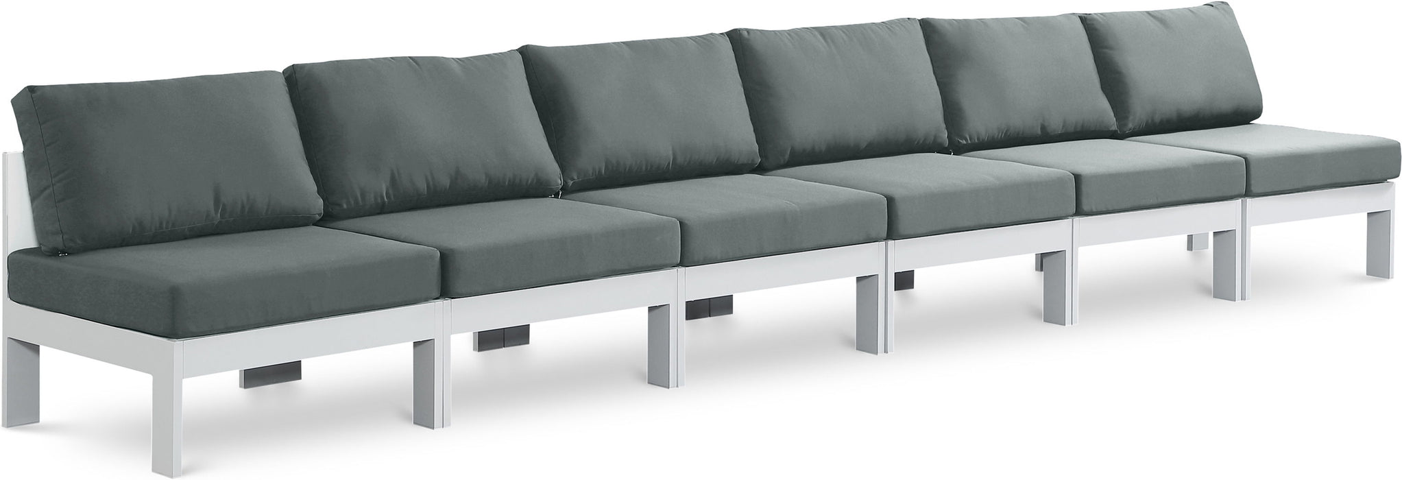 Nizuc - Outdoor Patio 6 Seat Armless Modular Sofa With White Frame