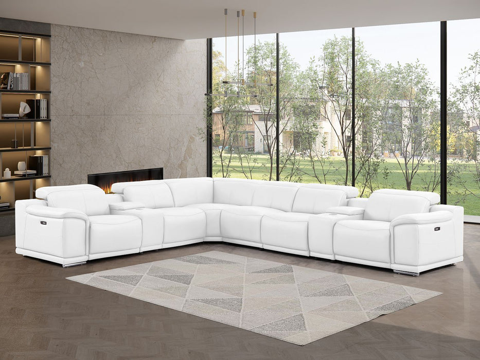 2679 - 8-Piece L-Shaped Power Reclining Sectional In Genuine Leather (4 Recliners)