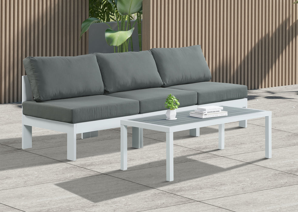Nizuc - Outdoor Patio 3 Seat Armless Modular Sofa With White Frame
