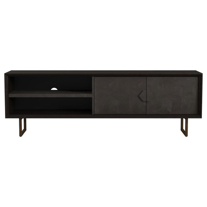 Marsden - 2 Door Mango Wood TV Stand - Charcoal Black