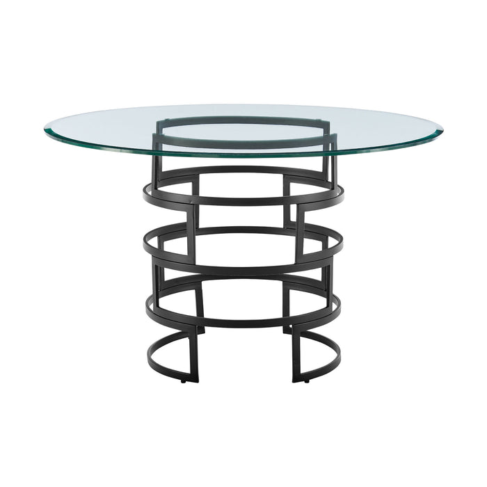 Diaz Morgan - Round Glass Dining Table Set - Matte Black
