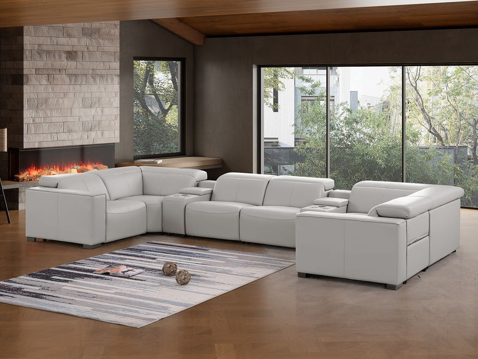1208 - 8 Piece Modular Leather Sectional With 2 Power Recliners & Power Headrests