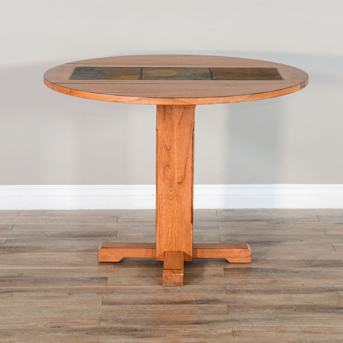 Sedona - Drop Leaf Round Table - Rustic Oak