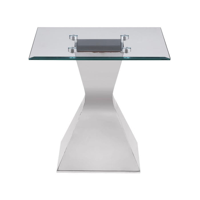 Jenny - Glass Top Stainless Steel Table