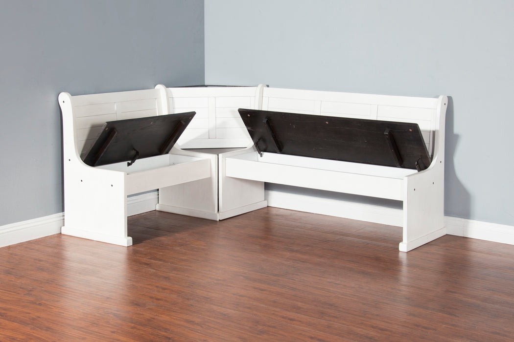 Carriage House - Wood Breakfast Nook Dining Set - Cottage White / Europen Dark