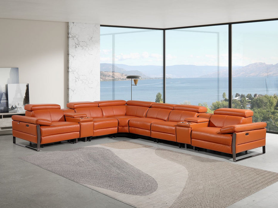 1246 - 8-Piece L-Shaped Modular Power Reclining Sectional With 4 Power Recliners And Power Headrests