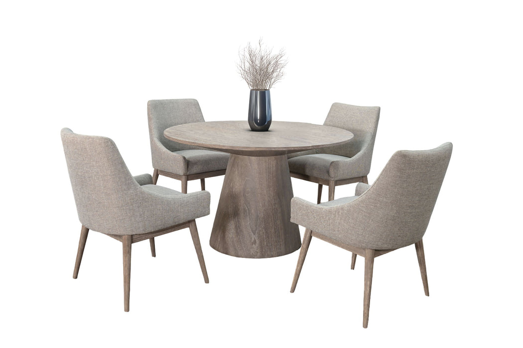 Wheat - Round 5 Piece Upholstered Chairs Dining Set - Wheat