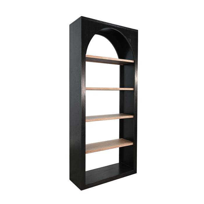 Tall Arched Wood Bookshelf With Open Shelving