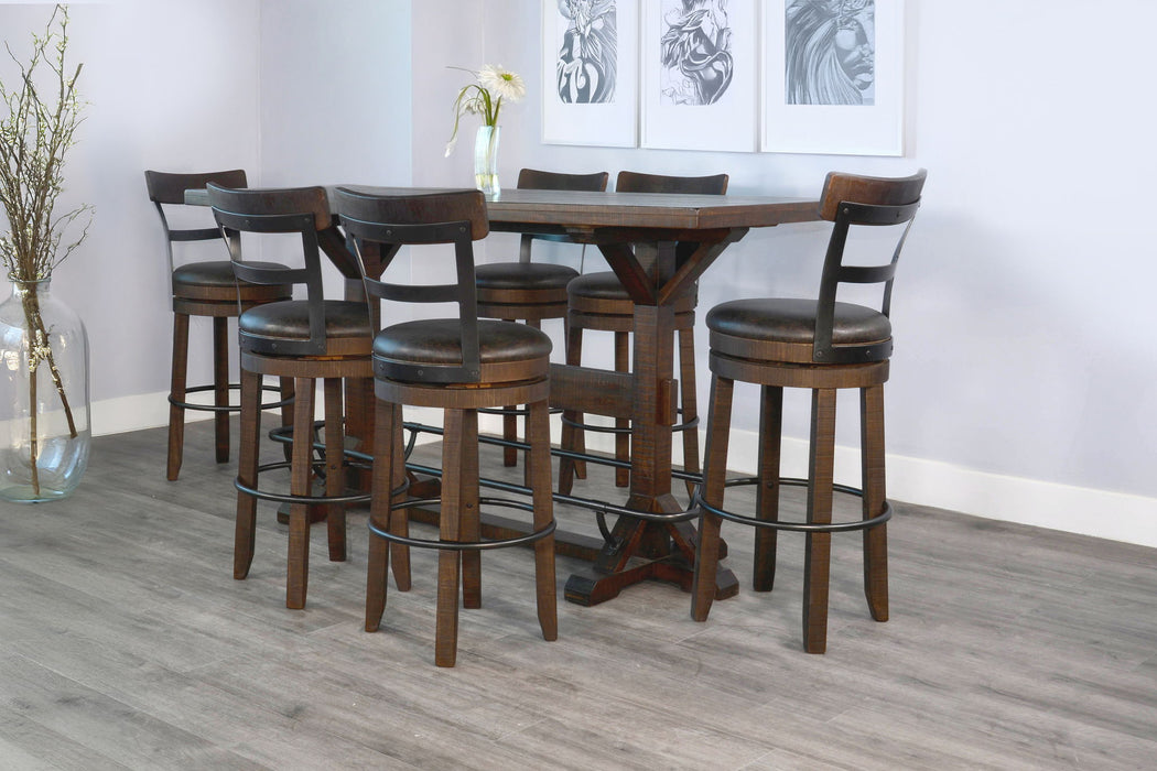 Homestead - Rectangular Full Back Barstool Pub Table Set