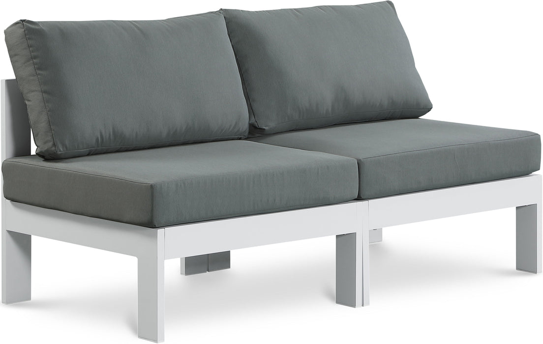 Nizuc - Outdoor Patio 2 Seat Armless Modular Sofa With White Frame