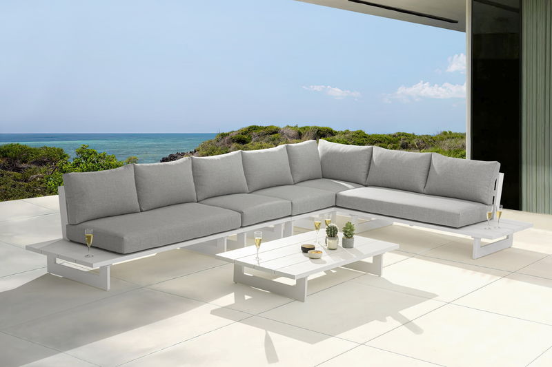 Maldives - 5 Piece Water Resistant Outdoor Patio Modular Sectional With White Base