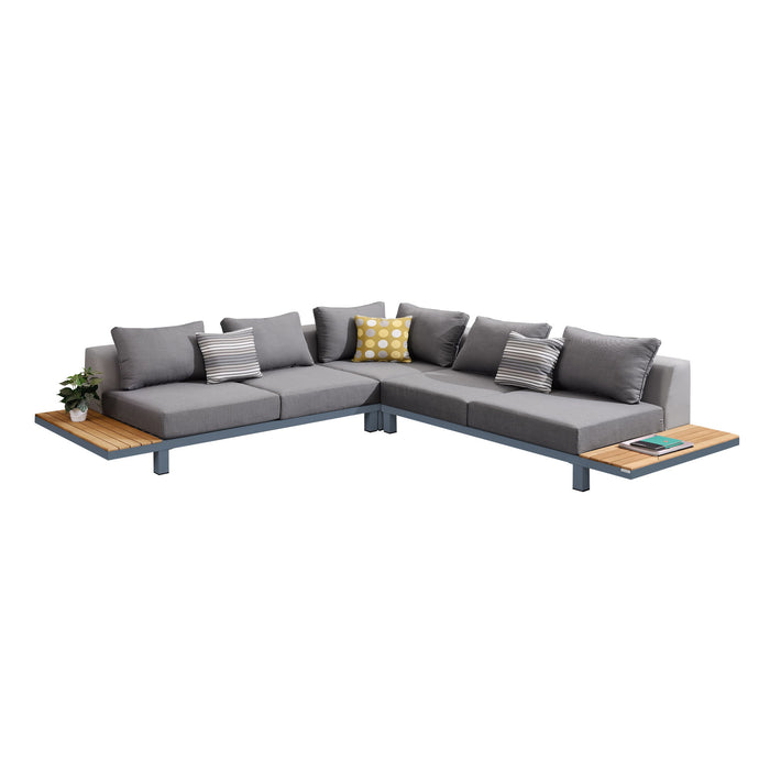 Polo - 4 Piece Outdoor Sectional Set With Cushions And Modern Accent Pillows - Dark Gray