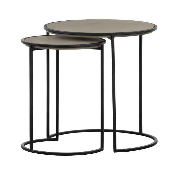 Rina - 2 Piece Nesting End Table Set - Concrete / Black