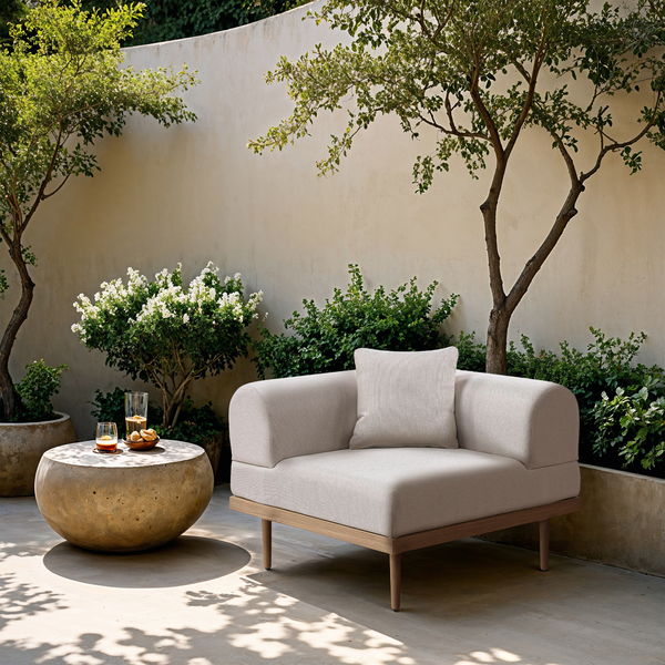 Laguna - Resilient Water Resistant Fabric Upholstered Outdoor Patio Modular Corner Chair