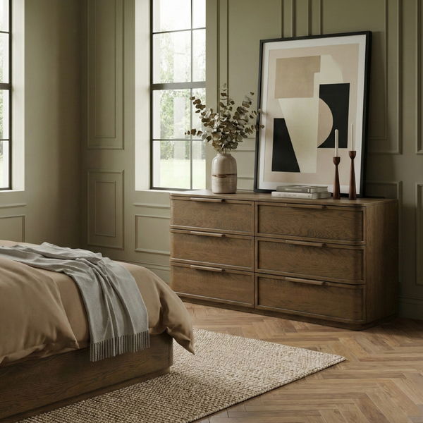Tiberio - Oak Veneer And Solid Wood Dresser