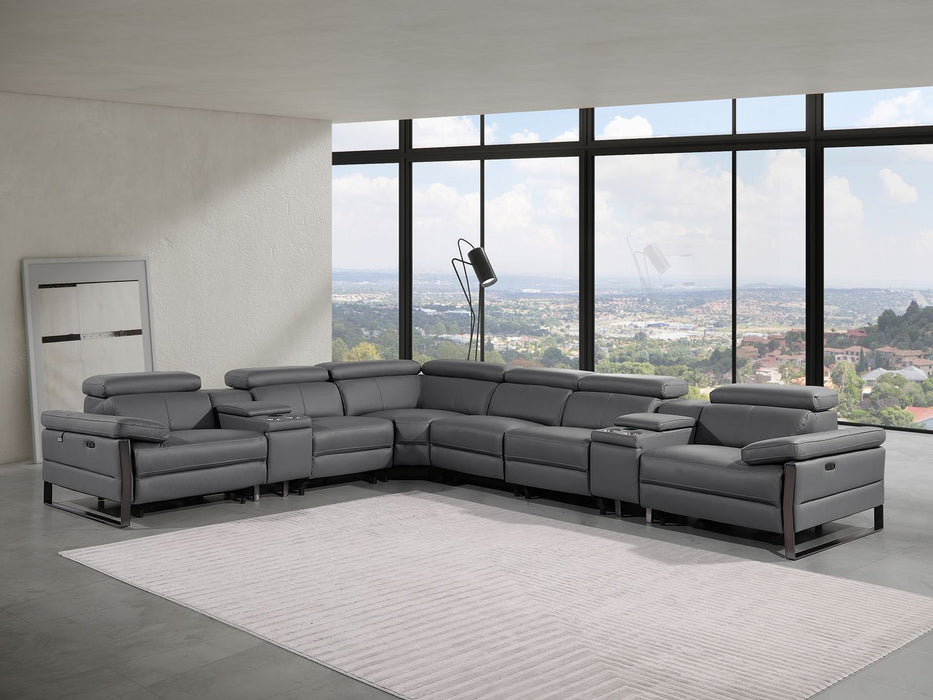 1246 - 8-Piece L-Shaped Modular Power Reclining Sectional With 3 Power Recliners And Power Headrests