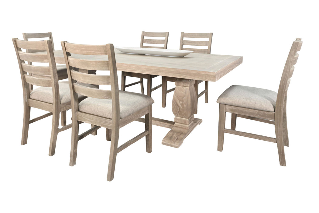 Gianna - Rectangular 7 Piece Chairs / Benche Dining Set - Wheat