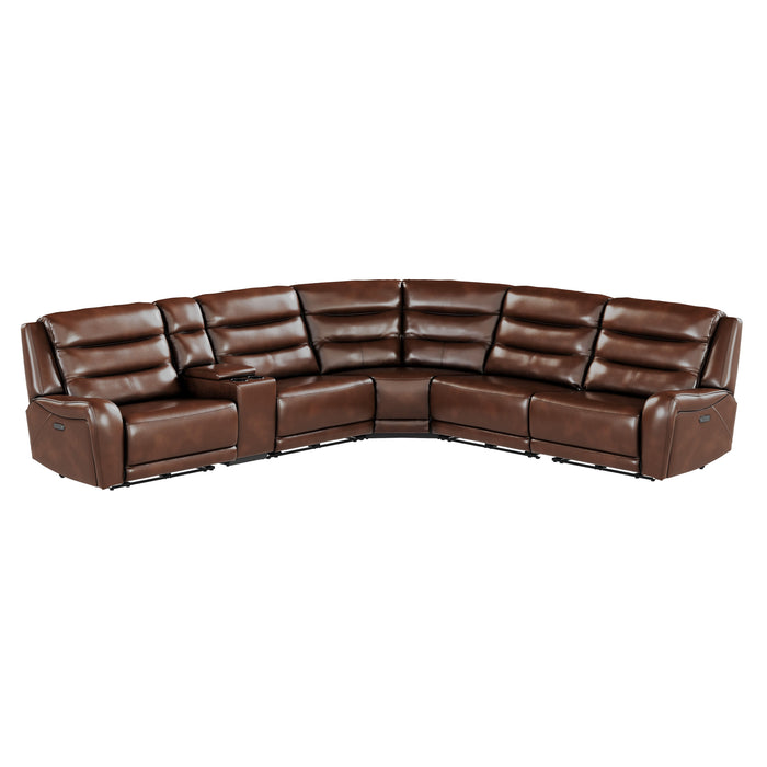Duluth - 6 Piece Dual Power Sectional - Dark Brown