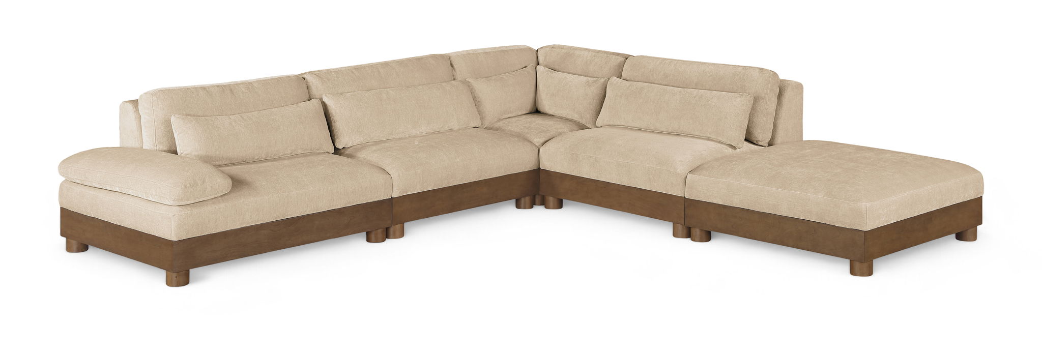 Turin - Fabric Upholstered 5 Piece Modular Sectional