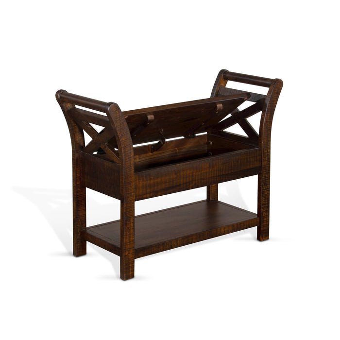 Homestead - Accent Bench With Storage, Wood Seat - Tobacco Leaf