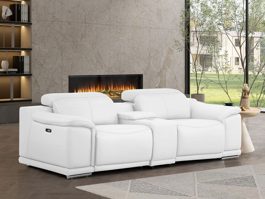 2679 - Genuine Leather Console Loveseat With Dual Power Recliners