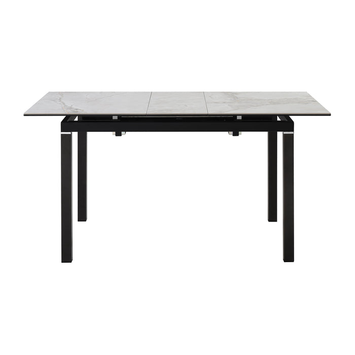 Giana - Extendable Dining Table Stone And Metal - Gray / Black