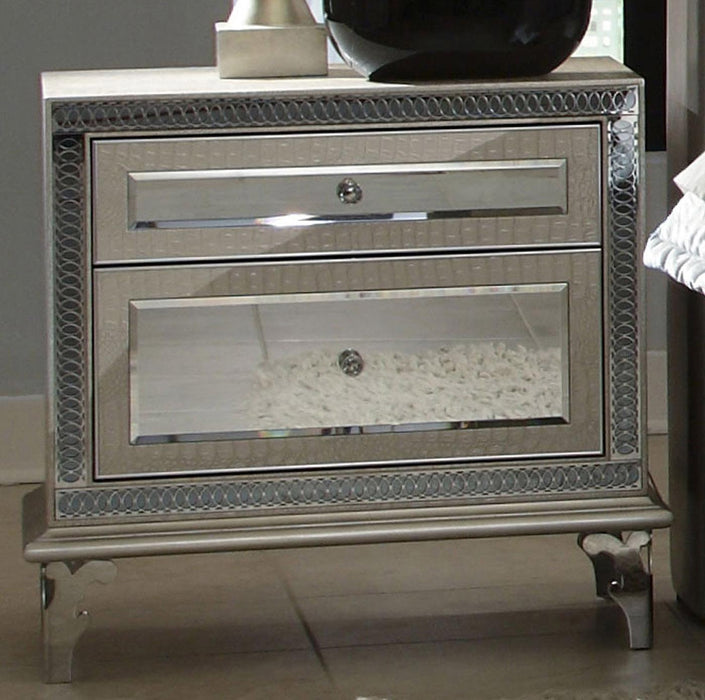 Hollywood Swank Upholstered Nightstand in Crystal Croc