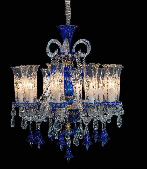 Lighting Winter Palace 10 Light Chandelier in Blue, Clear and Gold