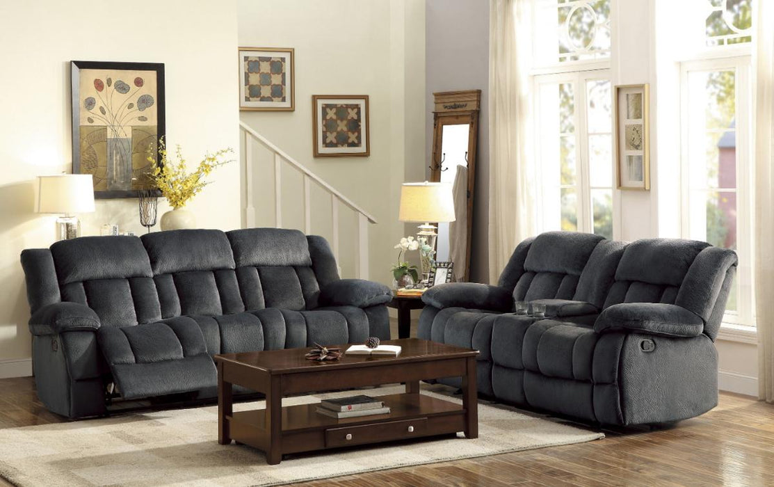 Homelegance Furniture Laurelton Double Glider Reclining Loveseat w/ Center Console in Charcoal 9636CC-2