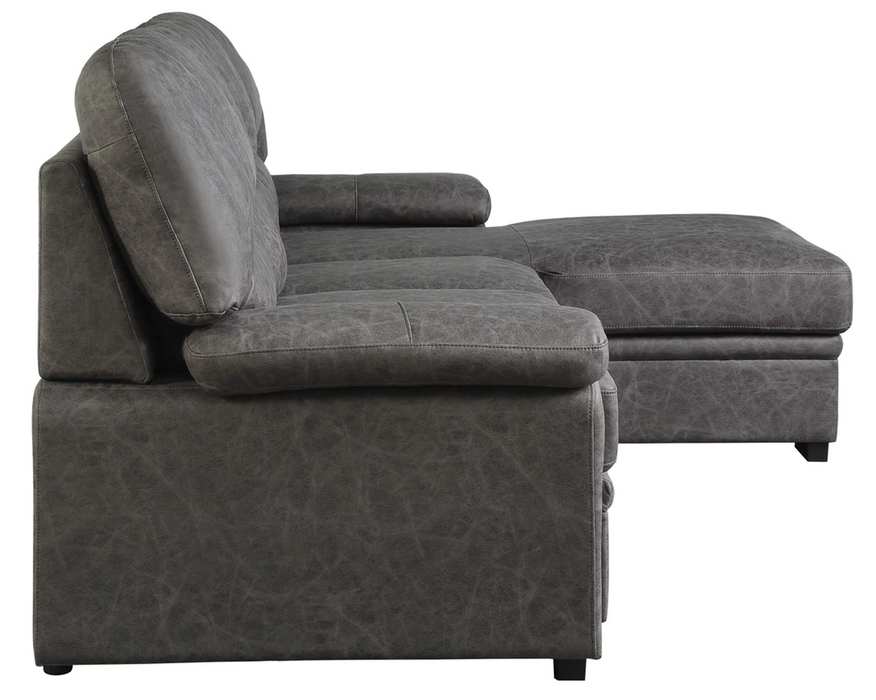 Homelegance Furniture Michigan Sectional with Pull Out Bed and Right Chaise in Dark Gray 9407DG*2RC3L