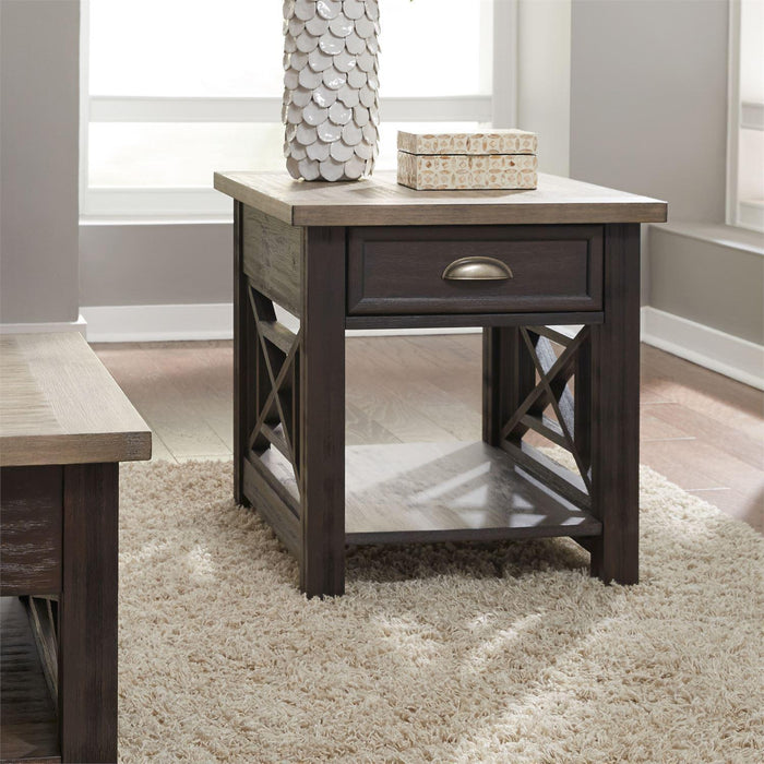 Liberty Heatherbrook Drawer End Table in Charcoal and Ash