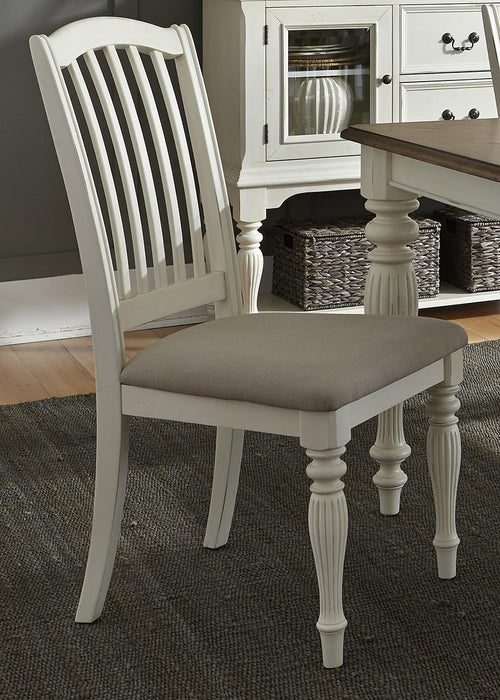 Liberty Furniture Cumberland Creek Slat Back Side Chair in Nutmeg/White (Set of 2)