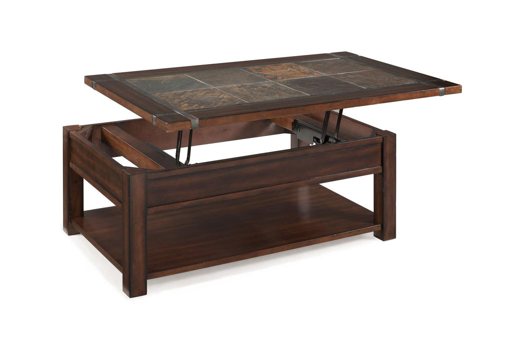 Magnussen Furniture Roanoke Rectangular Lift Top Cocktail Table in Cherry and Slate