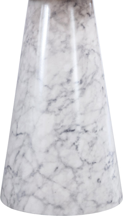 Omni White Faux Marble End Table