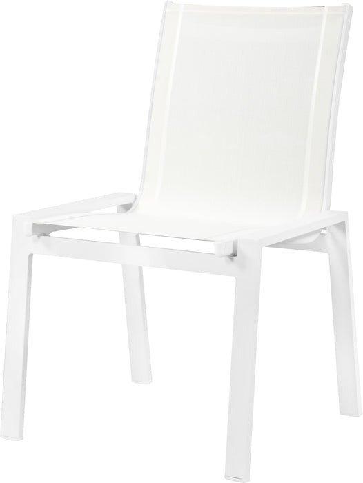 Nizuc White Mesh Waterproof Fabric Outdoor Patio Aluminum Mesh Dining Chair