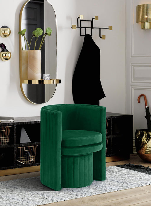 Selena Green Velvet Accent Chair and Ottoman Set