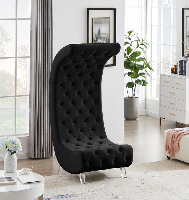 Crescent Black Velvet Accent Chair