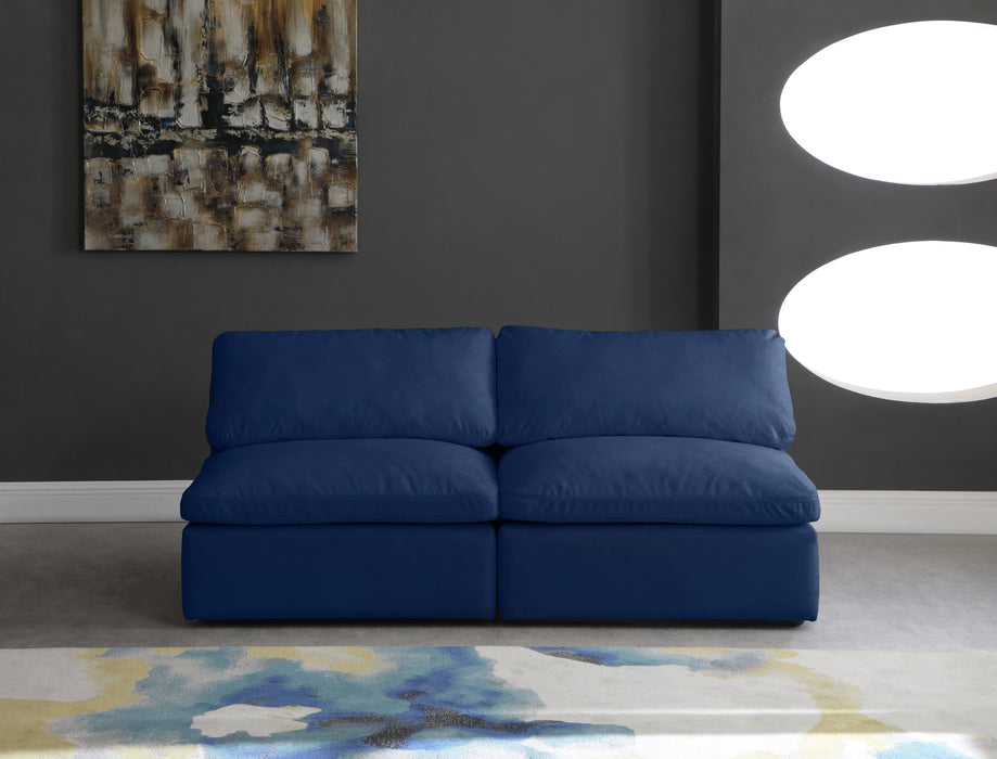 Cozy Navy Velvet Cloud Modular Armless Sofa