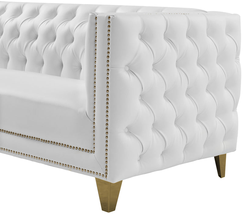 Michelle White Faux Leather Loveseat