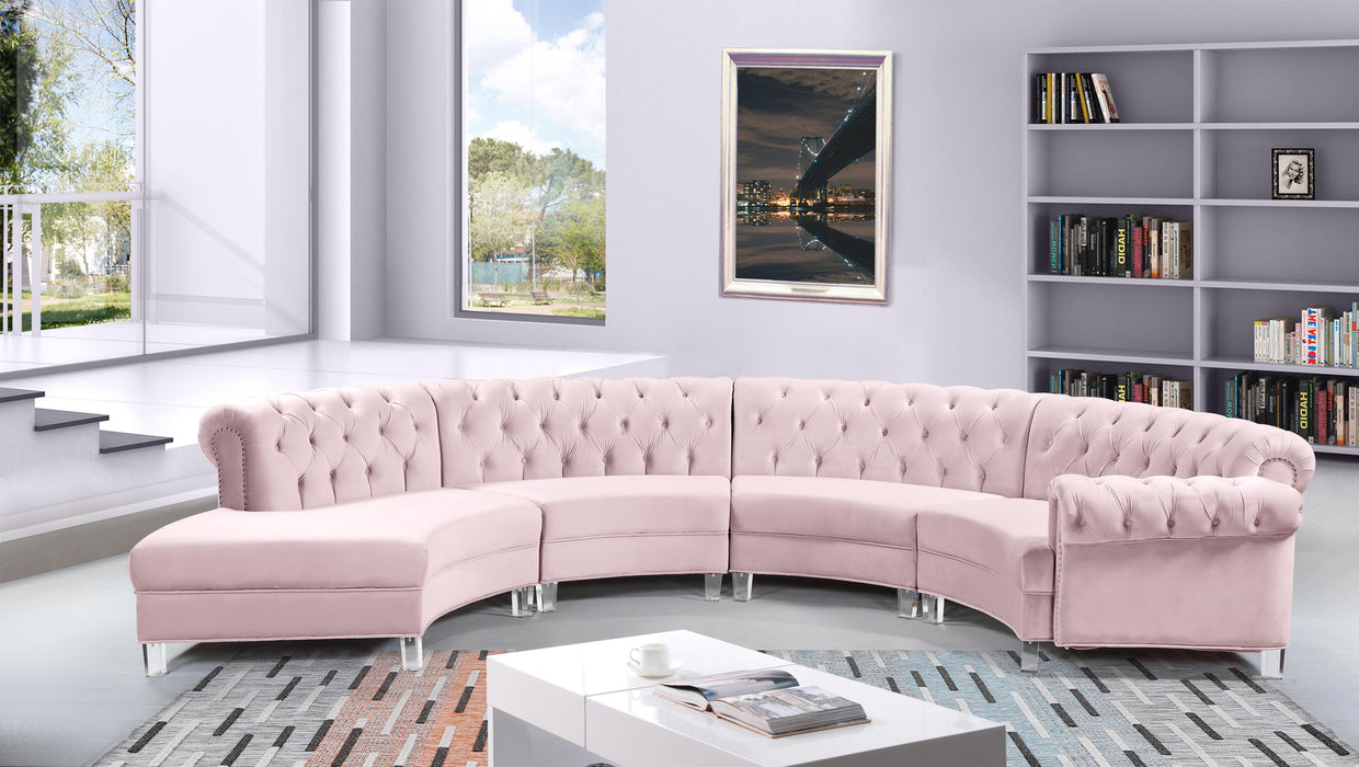 Anabella Pink Velvet 4pc. Sectional