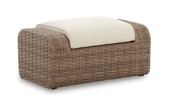 Sandy Bloom Outdoor Ottoman with Cushion
