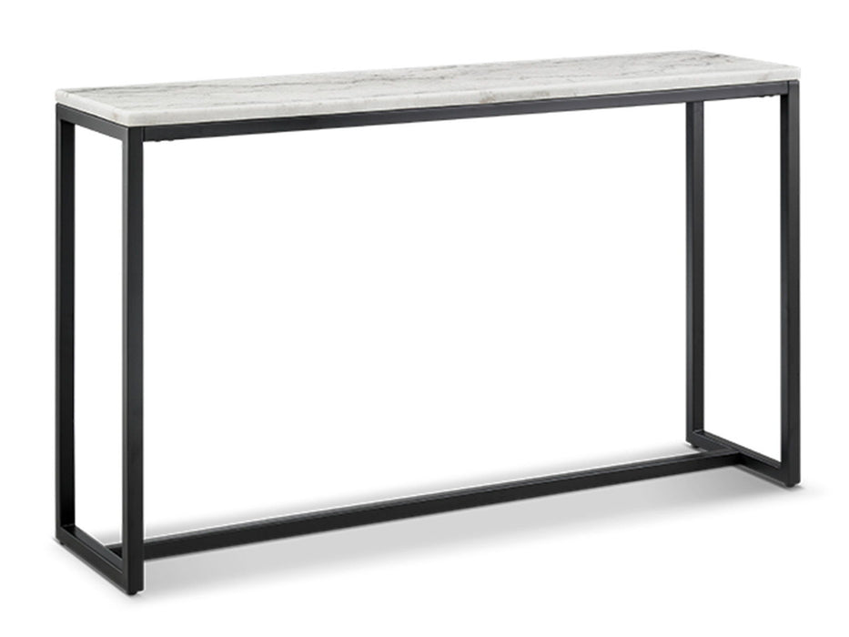 Torin - Rectangular Sofa Table - White Marble And Matte Black