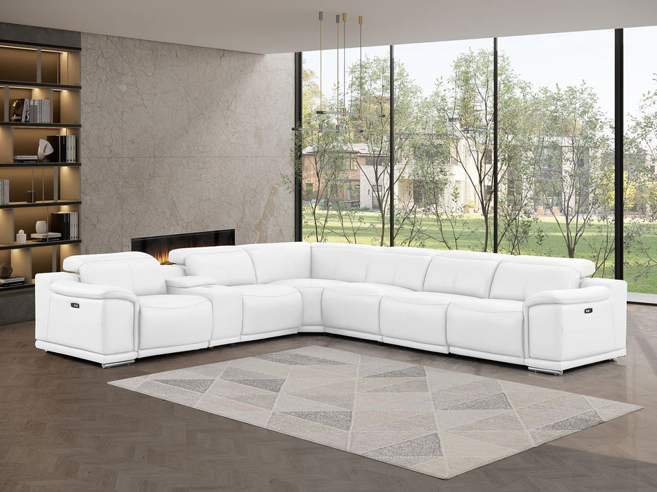 2679 - 7-Piece L-Shaped Power Reclining Sectional In Genuine Leather (4 Recliners)