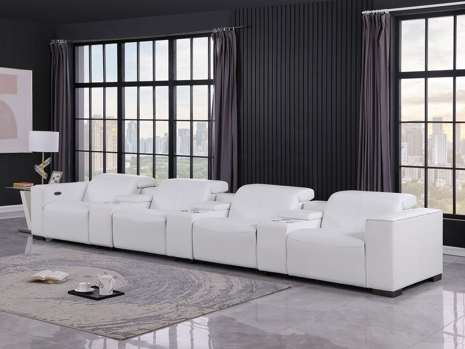 1208 - 7 Piece Leather Sofa With 4 Power Recliners And Power Headrests