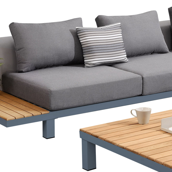 Polo - 4 Piece Outdoor Sectional Set With Cushions And Modern Accent Pillows - Dark Gray