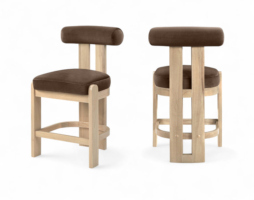 Arienzo - Velvet Performance Fabric Upholstered Counter Stool (Set of 2)